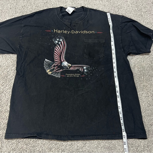 Vtg Harley Davidson Shirt Adult XL Black Eagle Freedom Rides Pocket Y2K 2001 - Picture 2 of 7